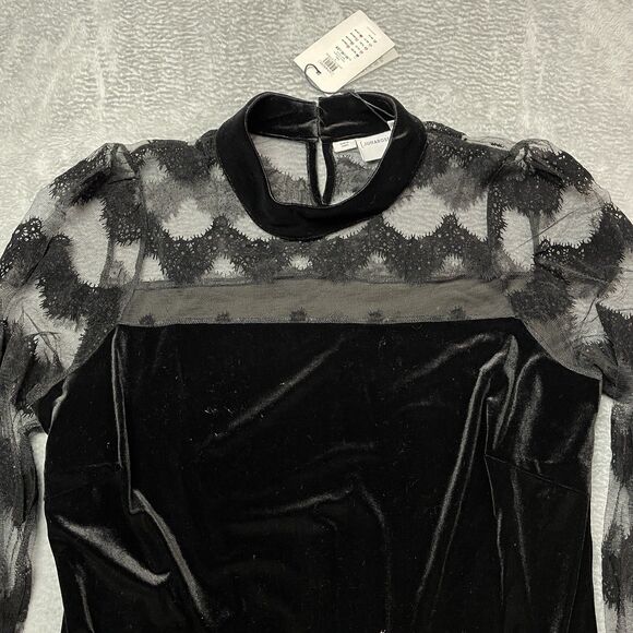 Junarose Women’s Lace And Velvet Dress Medium Black Lolita Goth Dark Romantic - Picture 7 of 11